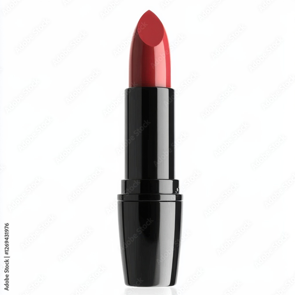 A red lipstick in a sleek black casing, showcasing its pointed tip against a white background, emphasizing its vibrant color and elegant design.\n A red lipstick in a sleek black casing, showcasing its pointed tip against a white background, emphasizing its vibrant color and elegant design.\n