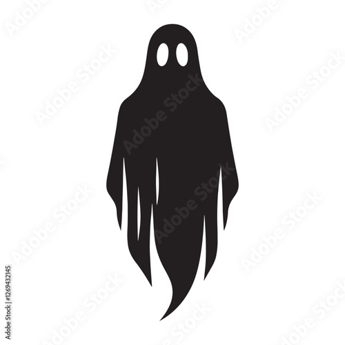 The eternal presence Ghost silhouette, lurking unseen - Ghost illustration - Minimalist Ghost vector - Mythical creature - Horror silhouette
