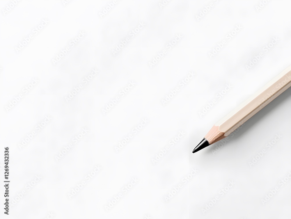 Simple pencil resting on a white surface ready for sketching or writing in a calm workspace Simple pencil resting on a white surface ready for sketching or writing in a calm workspace