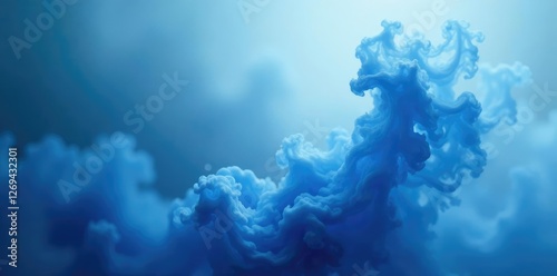 Delicate wisps of blue vapour dance in cold air, blue vapour, ephemeral