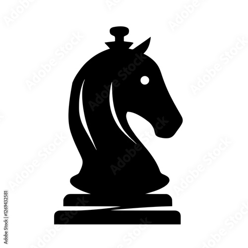 Minimalist black silhouette of a chess knight piece symbolizing strategy and intelligence