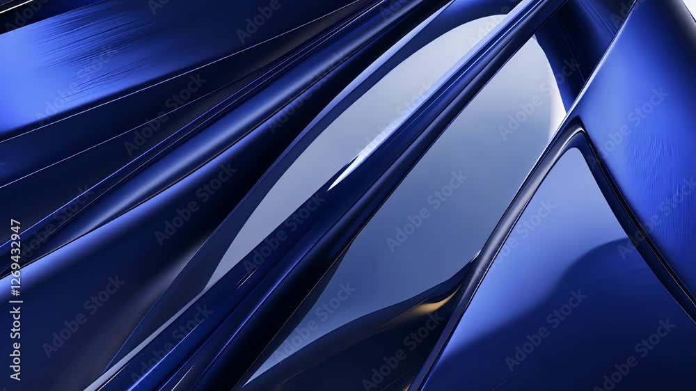 Abstract metallic blue geometric background with sharp reflections and futuristic high-tech design