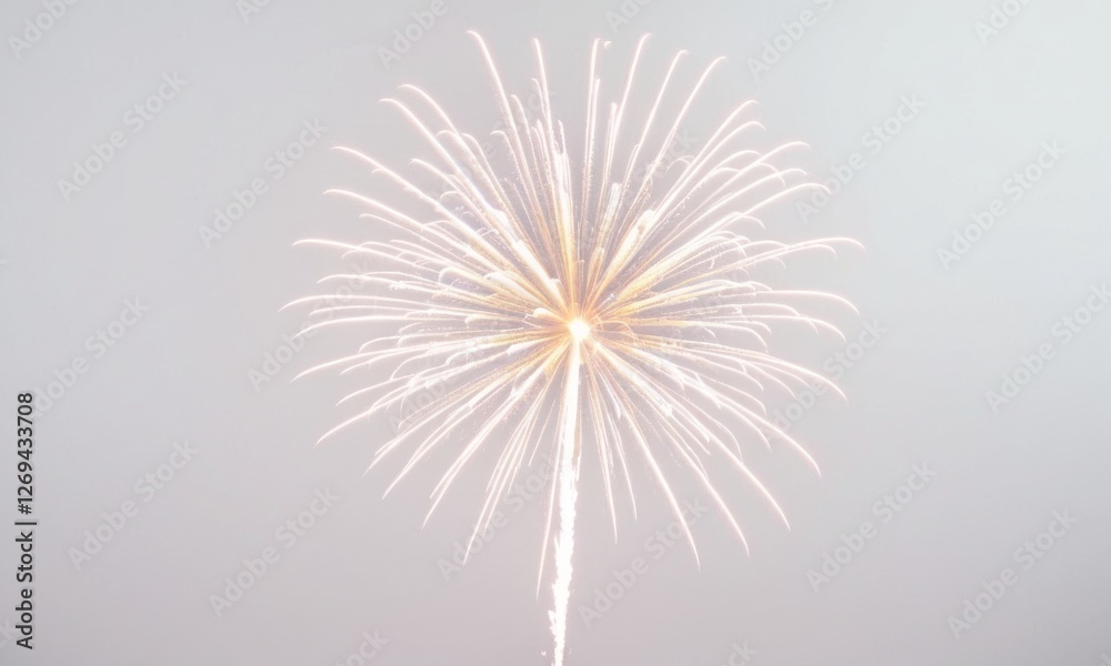 Fototapeta premium A stunning fireworks display lights up the night sky, creating a mesmerizing starburst effect.