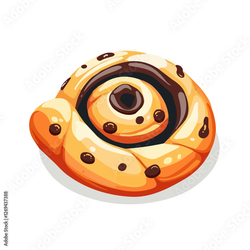 Danish pastry, 2D flat vector illustration, isolated on a white background.


