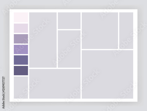 Obraz na płótnie Photo collage template. Album brandboard, set portfolio images. Mood board background. Mosaic picture frame. Gallery banner. Vector illustration w salonie