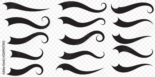Typographic swash and swooshes tails. Retro swishes and swashes for athletic typography, logos, baseball font. Set of hand lettering underlines lines. Vector underline stroke. Design concept element.