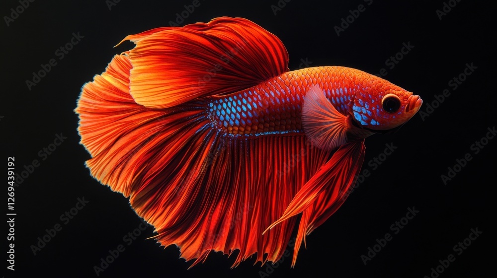 Vibrant Red Betta Fish Siamese Fighting Fish Aquatic Life Vibrant Red Betta Fish Siamese Fighting Fish Aquatic Life