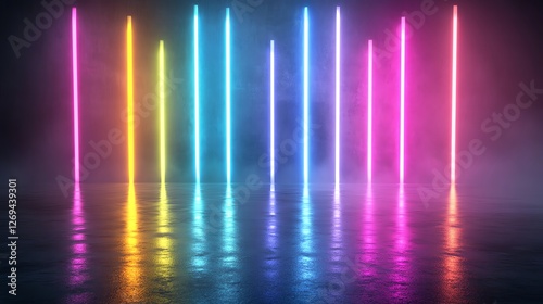 Wallpaper Mural Vibrant neon lights in a dark space create a stunning visual effect Torontodigital.ca