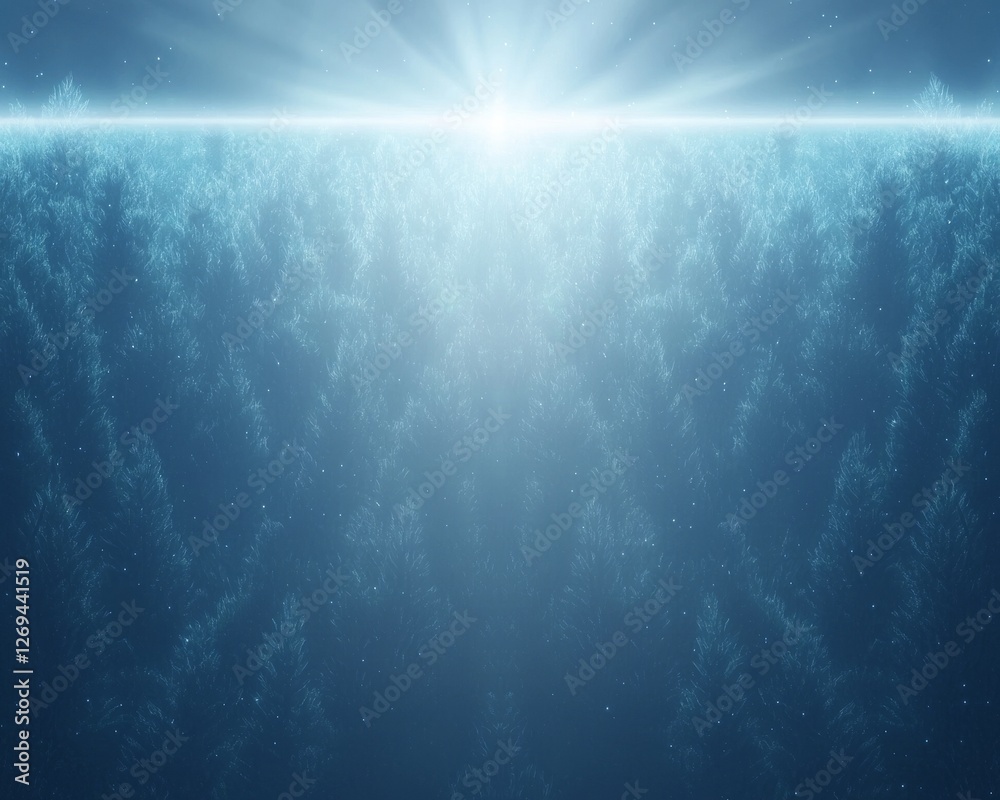 Obraz premium A serene underwater scene illuminated by radiant light, showcasing a tranquil blue expanse with subtle water textures.