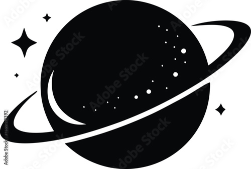 Planet Saturn with planetary ring silhouette, cosmos and planet vector