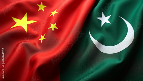 Pakistan and China flag together photo