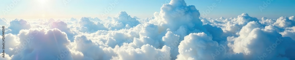 Obraz premium Towering high in the air a wall of clouds forms, sky, layered, puffy