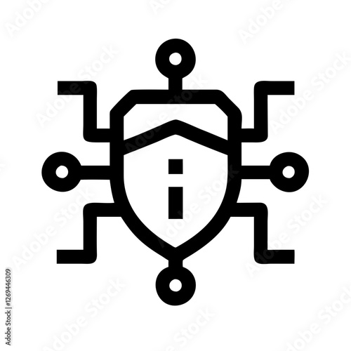 Modern Cybersecurity Shield Icon Vector - Encryption Symbol for Firewall Protection, Data Privacy