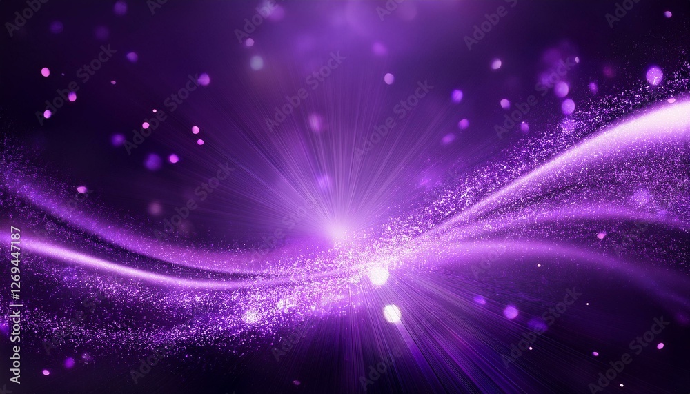 Fototapeta premium a magical purple light sparkles and swirls against a dark background