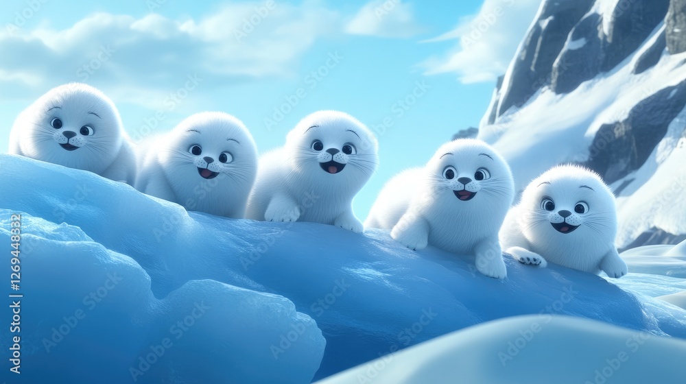 Adorable Baby Seals Playing on Arctic Ice
