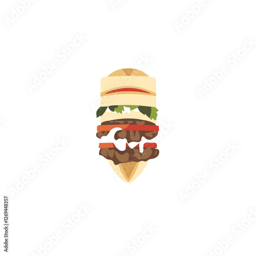 Shawarma, 2D flat vector illustration, isolated on a white background.

