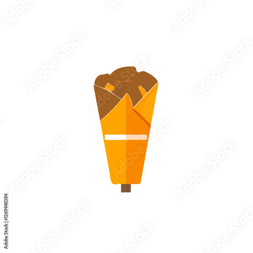 Shawarma, 2D flat vector illustration, isolated on a white background.


