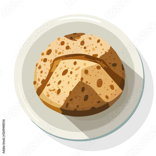 Soda bread, 2D flat vector illustration, isolated on a white background.

