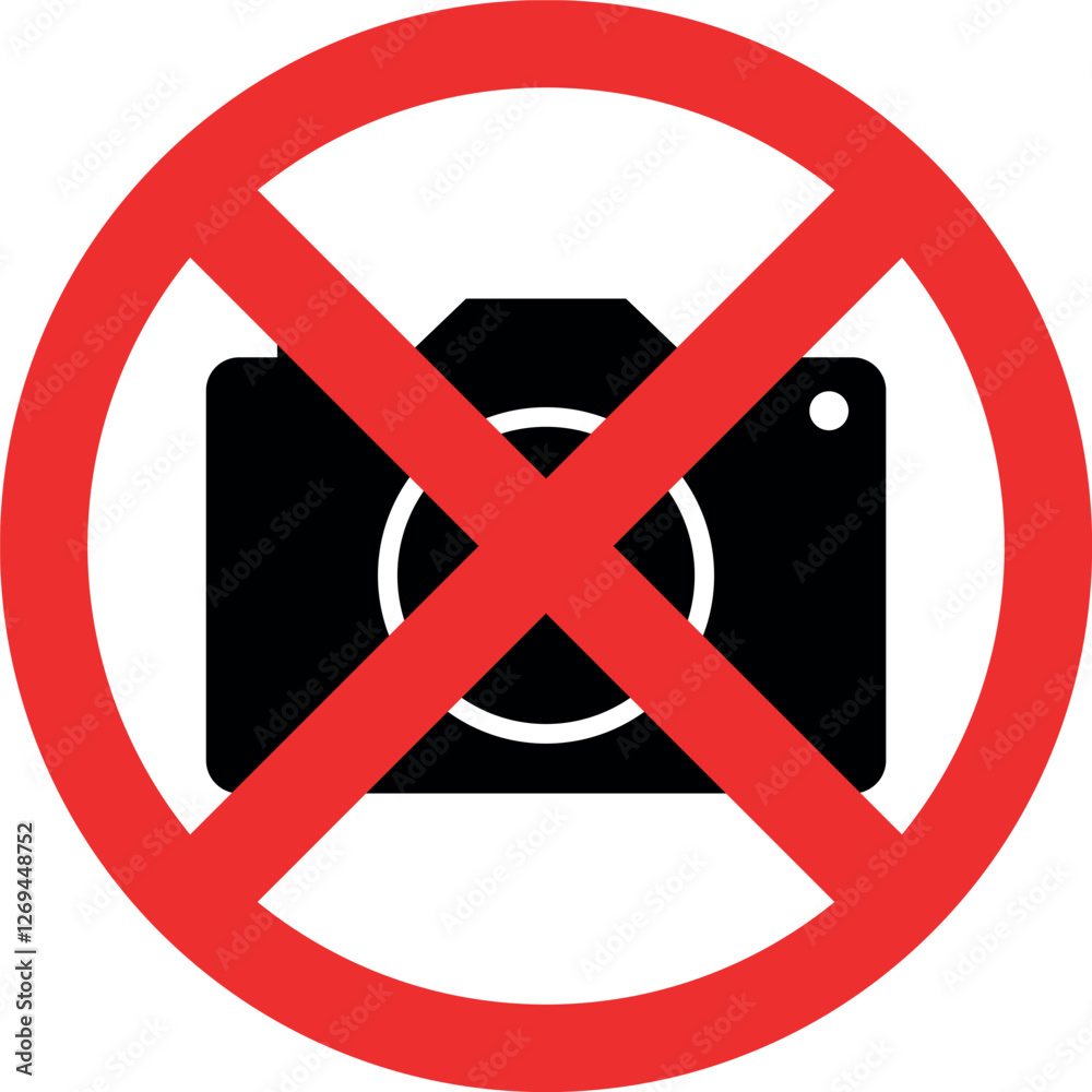 Fototapeta premium No Photography Allowed Icon – Prohibited Camera Sign Vector Illustration