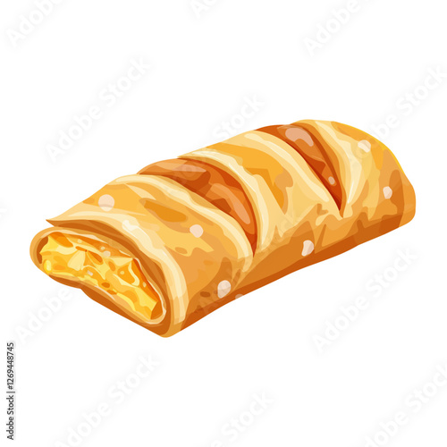 Strudel, 2D flat vector illustration, isolated on a white background.

