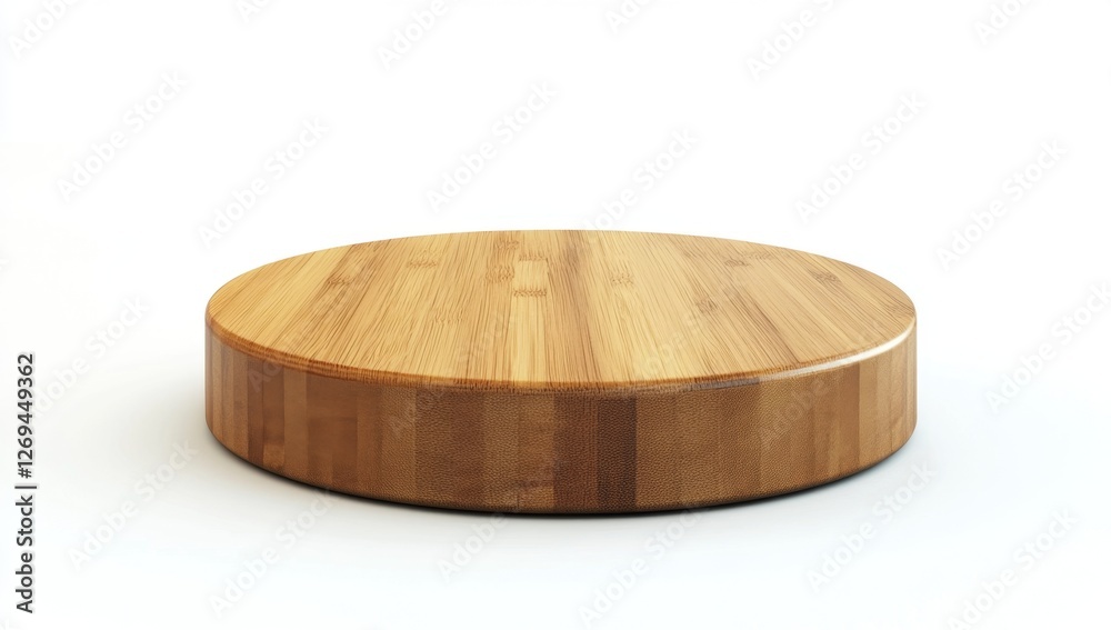 Circular Bamboo Cutting Board Isolated on White Background Circular Bamboo Cutting Board Isolated on White Background