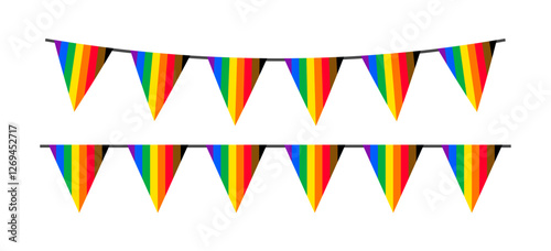 Pride month LGBT flags garlands with pennants. Vector buntings set. Footer and banner background