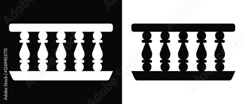 Balcony icon set. Balcony icons isolated on black and white background. Balcony icon, vector for door and windows. Vector illustration. 