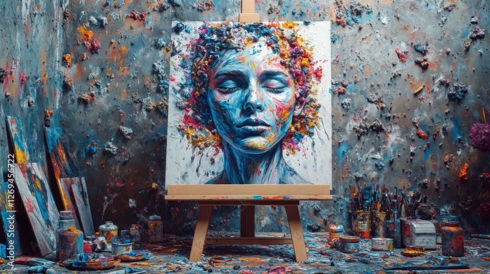 Obraz premium Vibrant Abstract Portrait Art