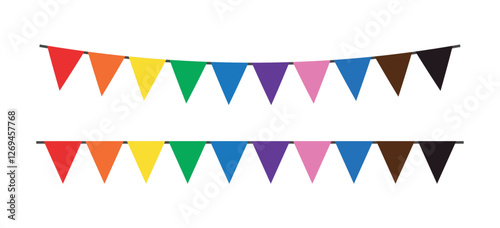 Pride month LGBT flags garlands with pennants. Vector buntings set. Footer and banner background