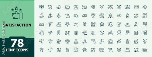 Satisfaction minimal icon set. Icons review, help, happy, loyalty, test and more. Sign and Symbol. Vector icons editable stroke.