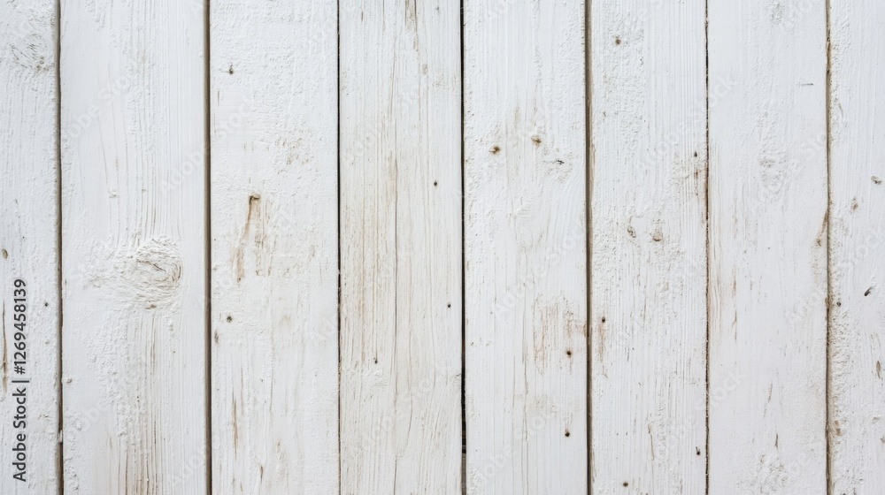 Rustic white wooden plank background with weathered texture