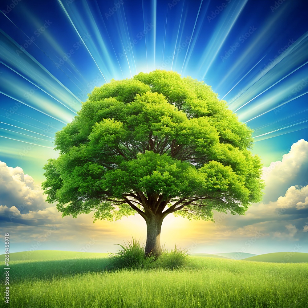 green tree on the field