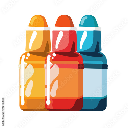 Acrylic paints, 2D flat vector illustration, isolated on a white background.

