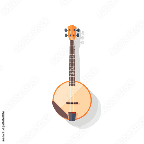 Banjo, 2D flat vector illustration, isolated on a white background.

