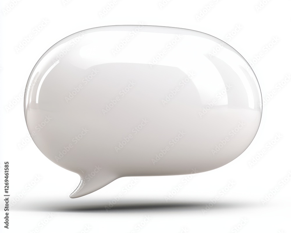 3D white speech bubble with a glossy finish, ideal for communication concepts and design. 3D white speech bubble with a glossy finish, ideal for communication concepts and design.