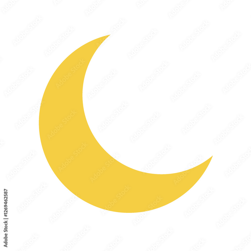 Yellow Crescent Moon Icon Element Yellow Crescent Moon Icon Element