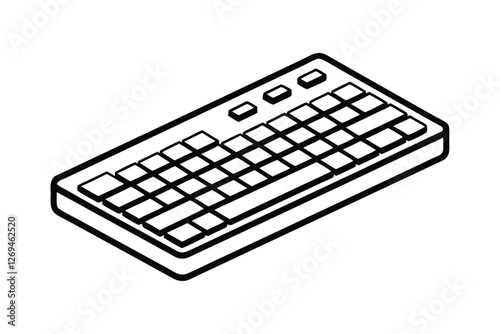 Line art drawing of a computer keyboard vector illustration.eps
