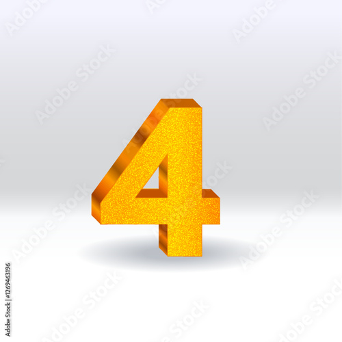 Numeral 4 - Golden balloon. number 4 isolated on white background. gold style. 3D style vector illustration