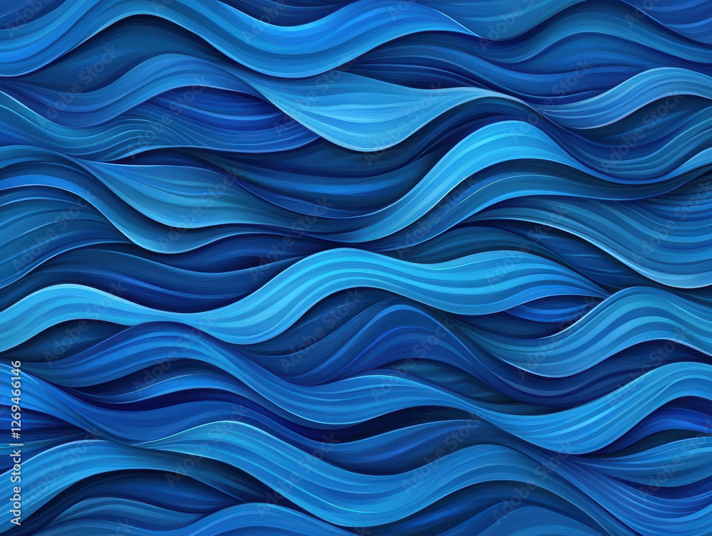 Fototapeta premium Blue abstract wave patterns create calming visual effect