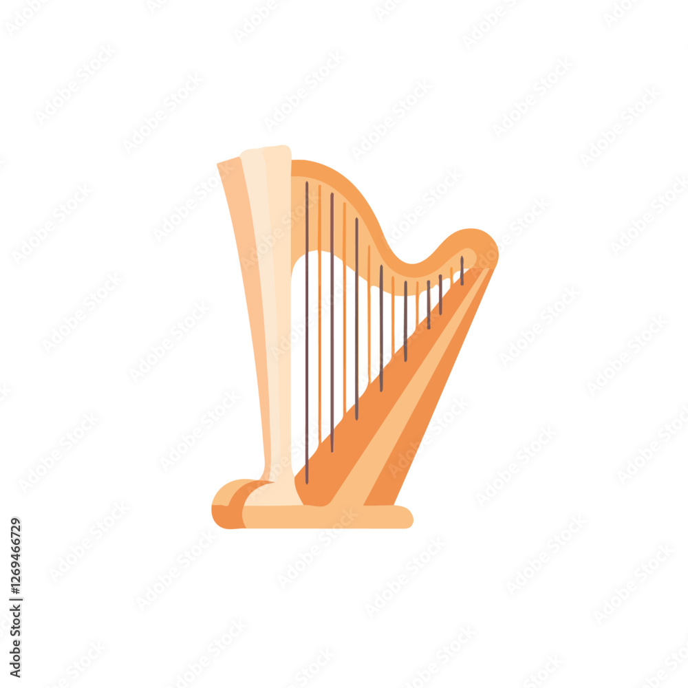 2D flat vector illustration harp icon isolated on a white background.
2D flat vector illustration harp icon isolated on a white background.