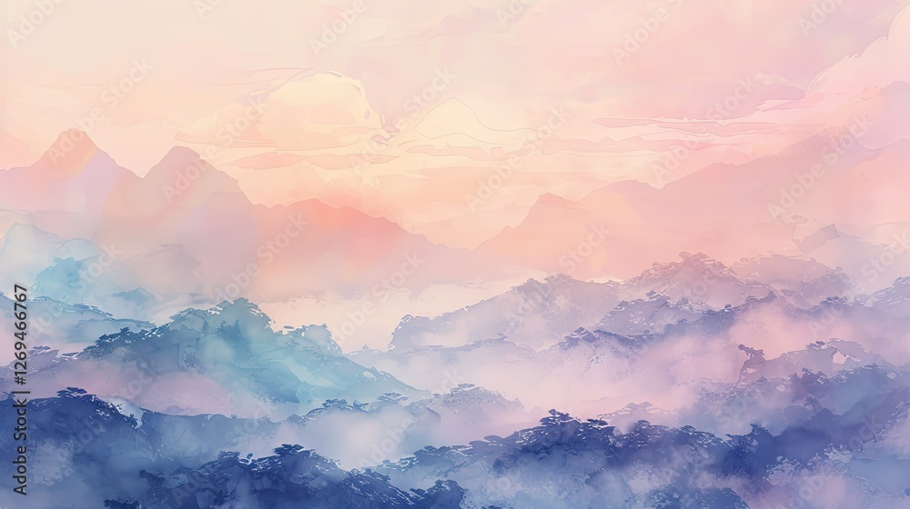 Ethereal pastel hues merge seamlessly, creating a soft and dreamy abstract watercolor landscape Ethereal pastel hues merge seamlessly, creating a soft and dreamy abstract watercolor landscape