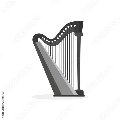 2D flat vector illustration harp icon isolated on a white background.

