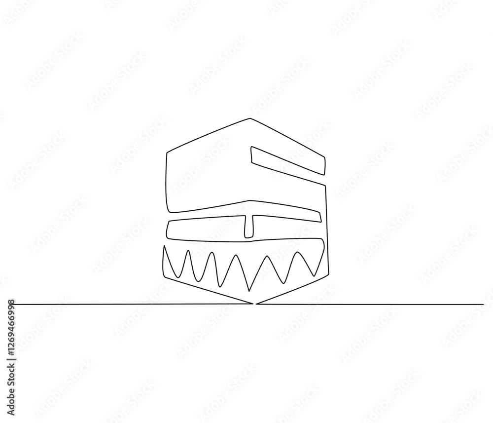 Continuous one line drawing of Kaabah building. Single line drawing illustration of Mecca city islamic holy building. Ramadan kareem concept vector art. Doodle line illustration. Continuous one line drawing of Kaabah building. Single line drawing illustration of Mecca city islamic holy building. Ramadan kareem concept vector art. Doodle line illustration.