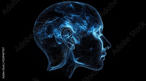 Conceptual Rendering of a Human Ear in Ray View with Abstract Features