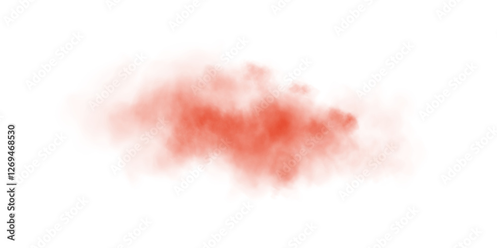 Fototapeta premium Fantastic red smoke. Magic smoke. Smog cloud on podium or stage. Fog vapor over ground or water surface, magic haze. Magic smoke, magic fog, red steam. PNG. 