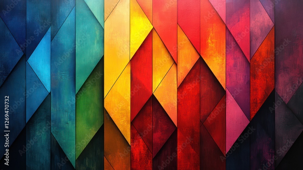 Geometric rainbow pattern with clean, sharp edges Geometric rainbow pattern with clean, sharp edges