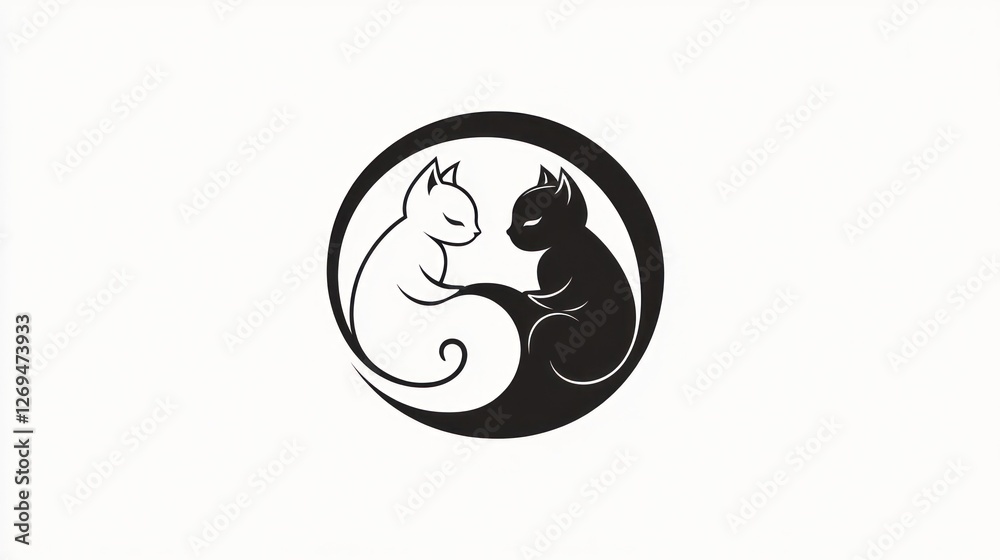 Yin and Yang cats, abstract design, perfect for logo or symbol Yin and Yang cats, abstract design, perfect for logo or symbol