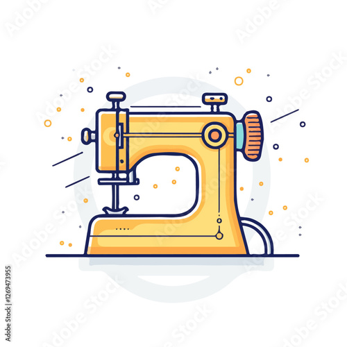 2D flat vector illustration sewing machine icon isolated on a white background.

