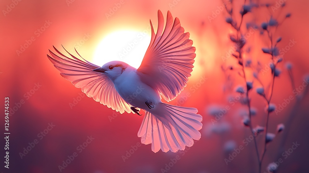 Fototapeta premium Tranquil Bird Watching Distant Horizon Colors high resolution hd wallpaper