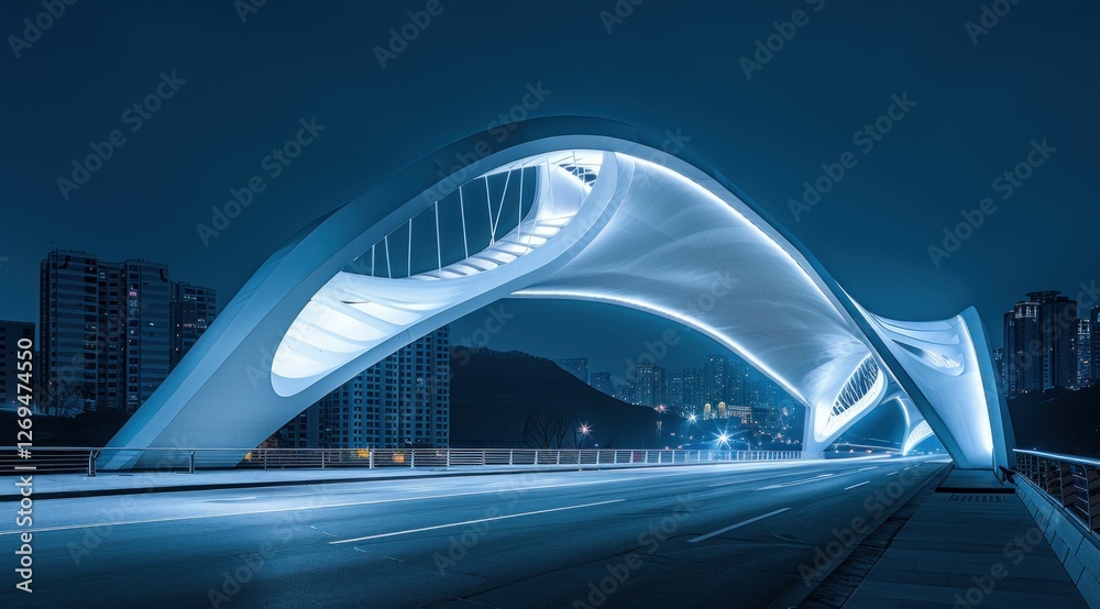 Fototapeta premium Modern Bridge in City at Night